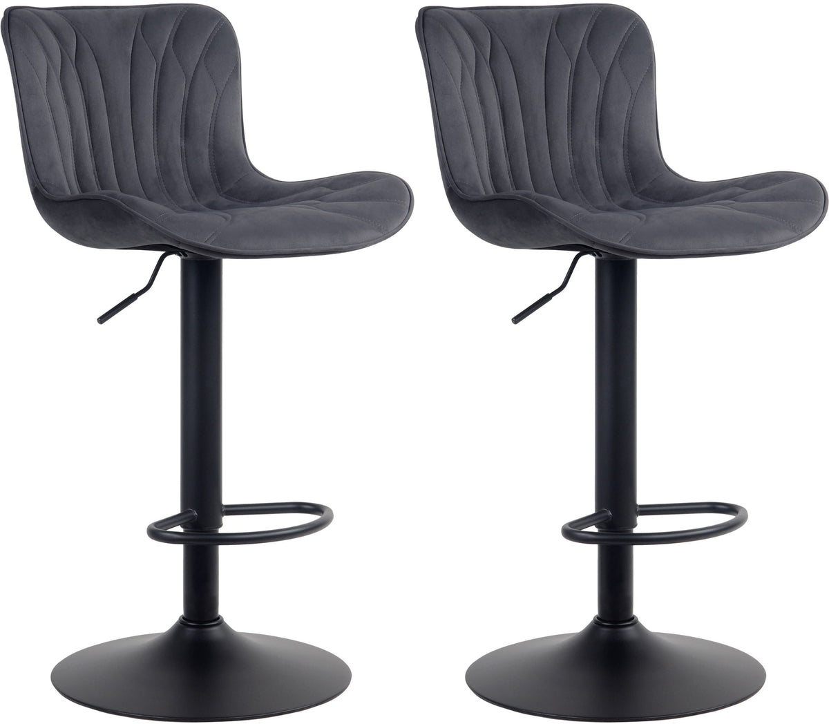 2er Set Barhocker Linus Samt - schwarz