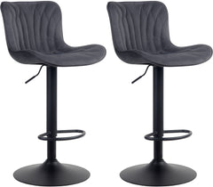 2er Set Barhocker Linus Samt - schwarz