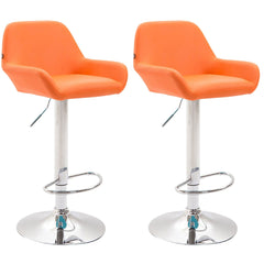 2er Set Barhocker Braga Kunstleder chrom - orange