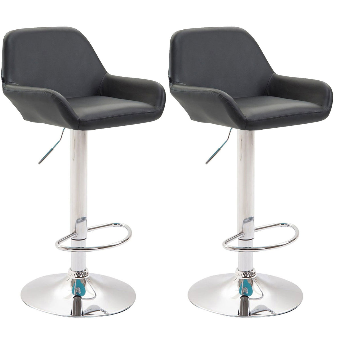 2er Set Barhocker Braga Kunstleder chrom - schwarz
