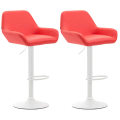 2er Set Barhocker Braga Kunstleder weiß - rot