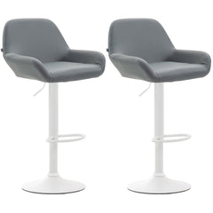 2er Set Barhocker Braga Kunstleder weiß - grau