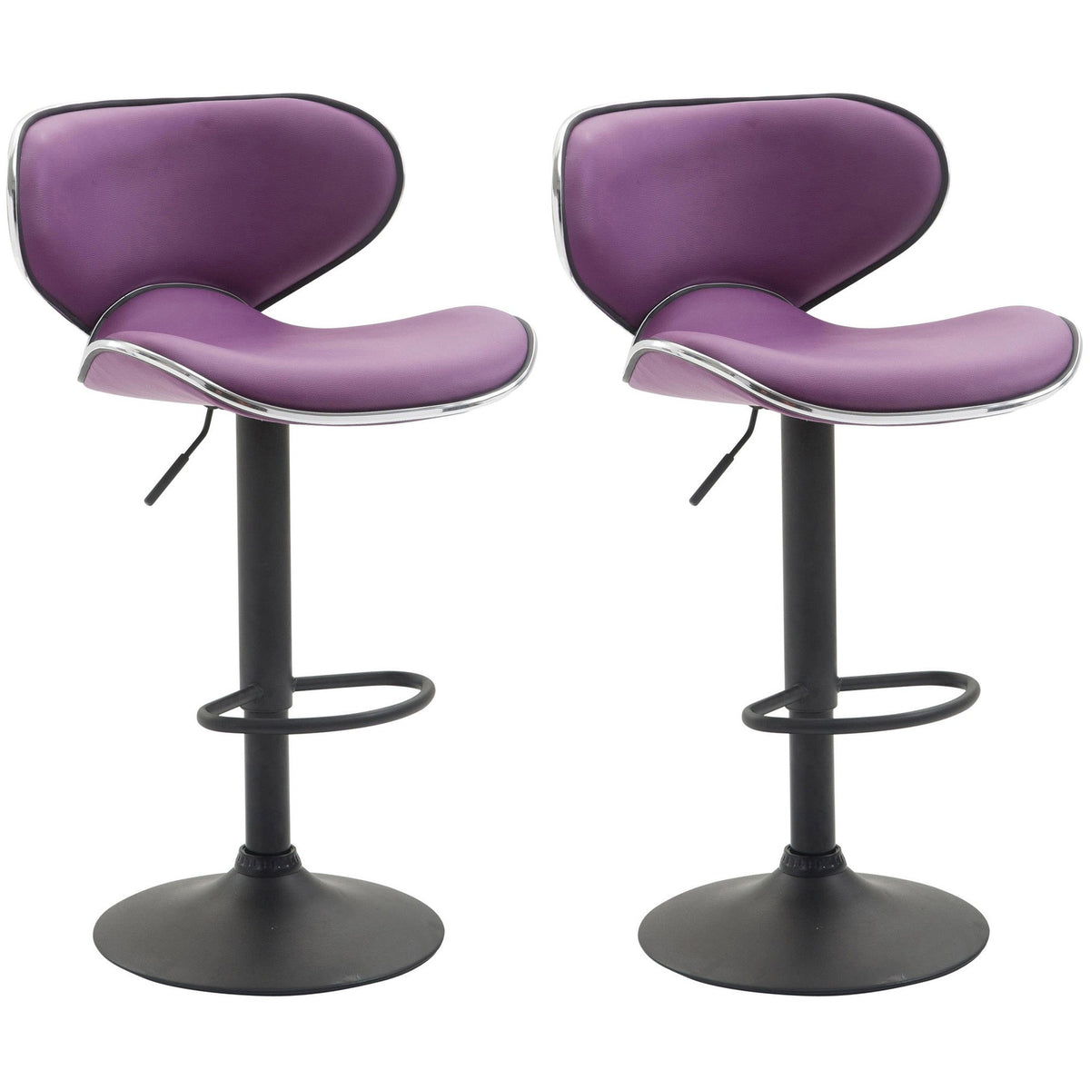 2er Set Barhocker Las Vegas V2 Kunstleder schwarz - lila