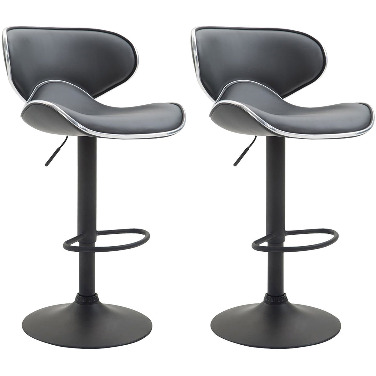 2er Set Barhocker Las Vegas V2 Kunstleder schwarz - grau