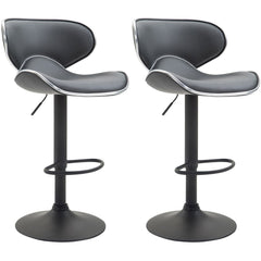 2er Set Barhocker Las Vegas V2 Kunstleder schwarz - grau