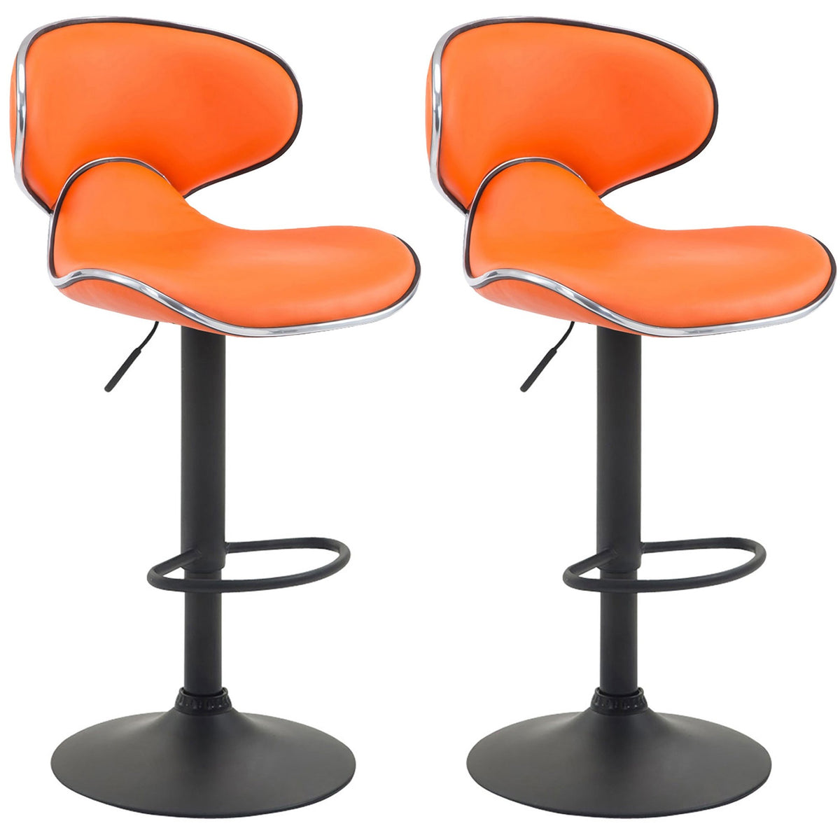 2er Set Barhocker Las Vegas V2 Kunstleder schwarz - orange