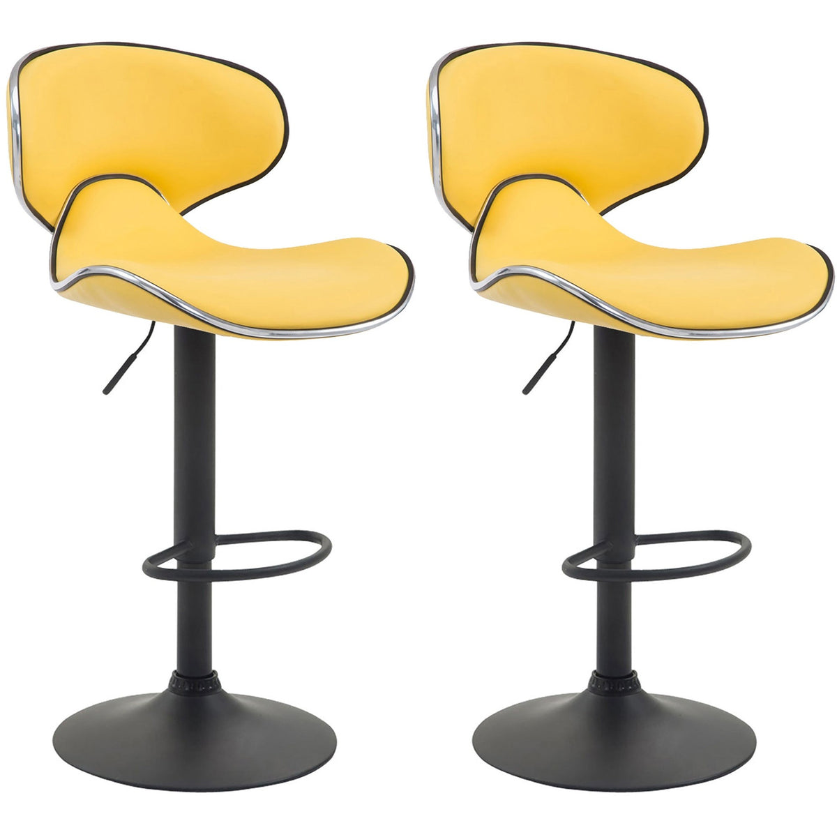 2er Set Barhocker Las Vegas V2 Kunstleder schwarz - gelb