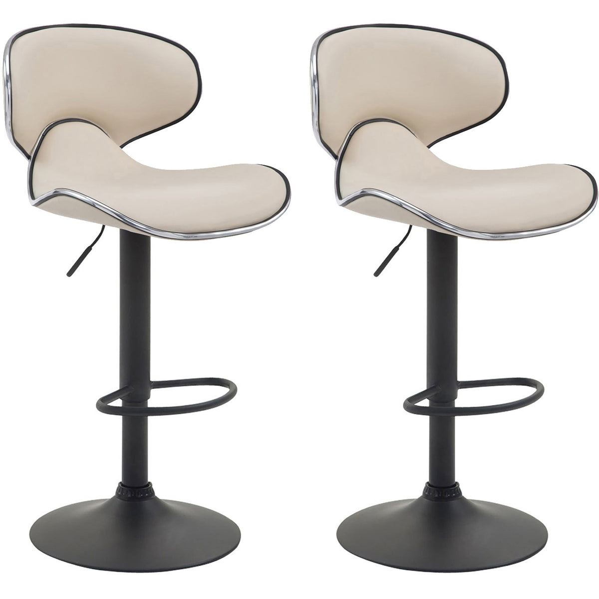 2er Set Barhocker Las Vegas V2 Kunstleder schwarz - creme