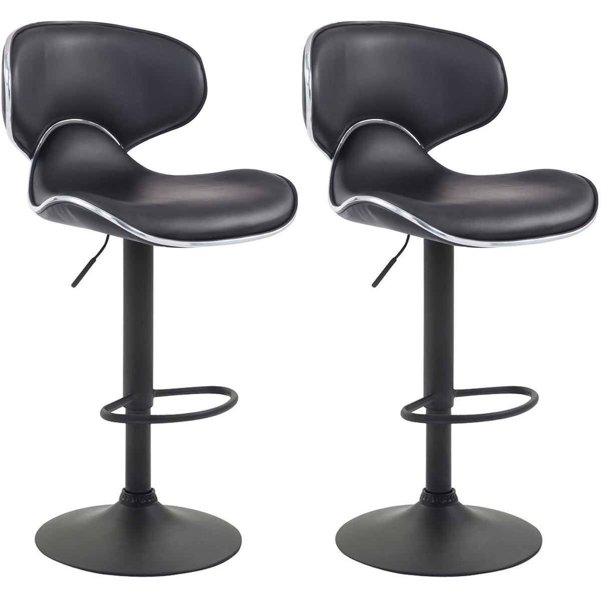 2er Set Barhocker Las Vegas V2 Kunstleder schwarz - schwarz