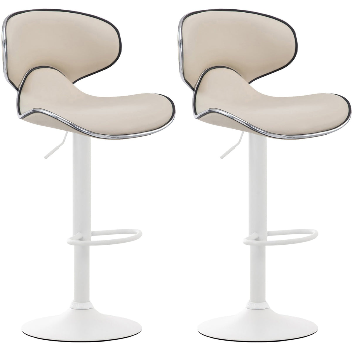 2er Set Barhocker Las Vegas V2 Kunstleder weiß - creme
