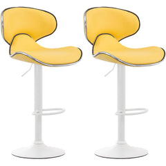 2er Set Barhocker Las Vegas V2 Kunstleder weiß - gelb