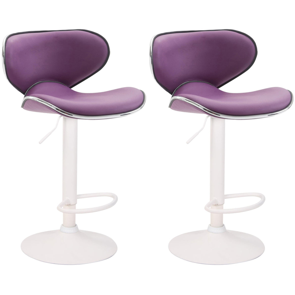 2er Set Barhocker Las Vegas V2 Kunstleder weiß - lila