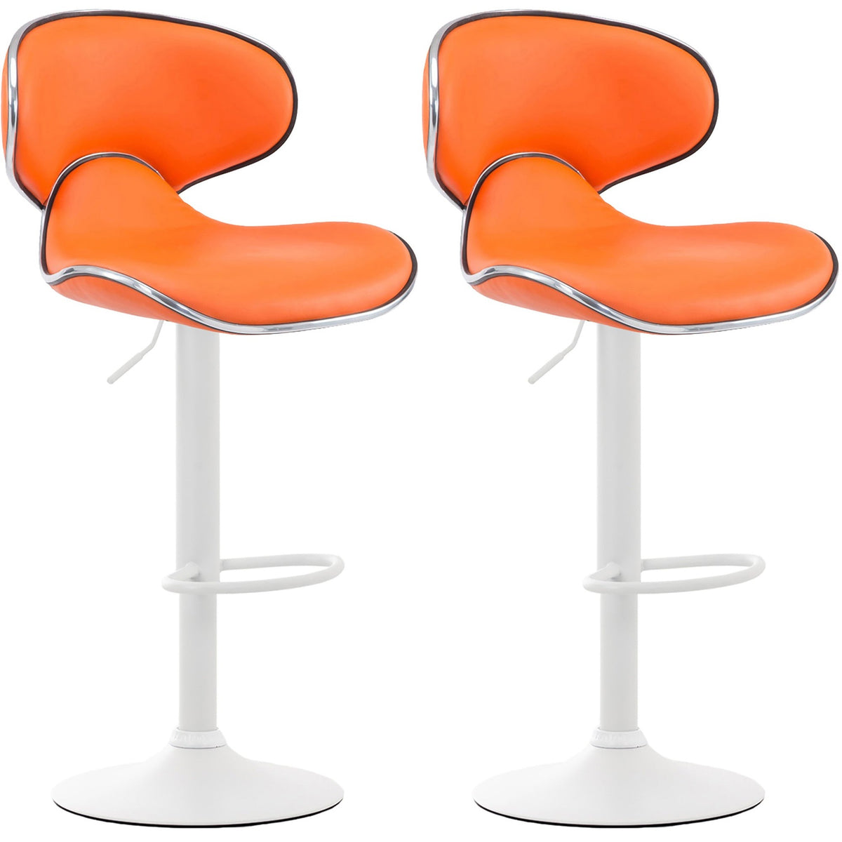2er Set Barhocker Las Vegas V2 Kunstleder weiß - orange