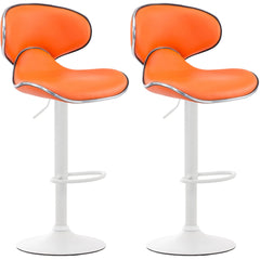 2er Set Barhocker Las Vegas V2 Kunstleder weiß - orange
