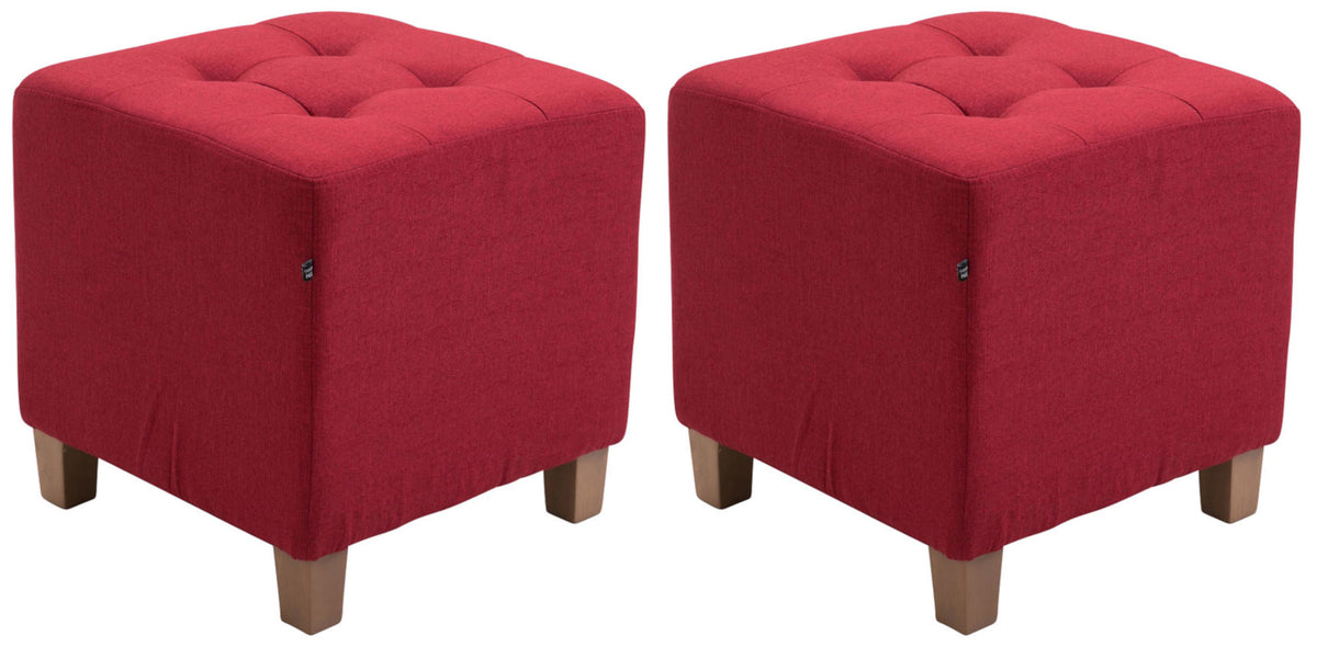 2er Set Sitzhocker Pharao, antik-hell - rot