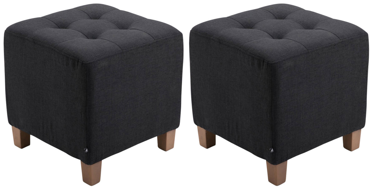 2er Set Sitzhocker Pharao, antik-hell - schwarz