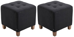 2er Set Sitzhocker Pharao, antik-hell - schwarz
