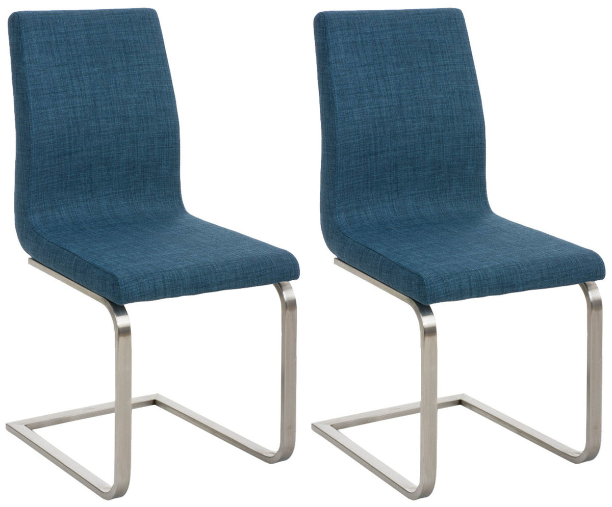 2er Set Esszimmerstühle Belfort Stoff - blau