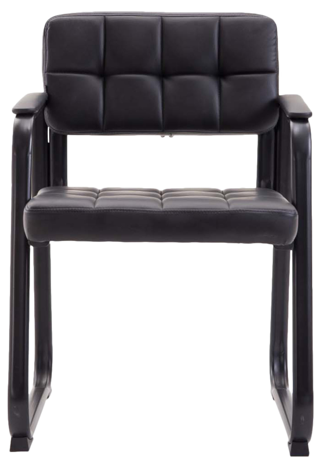 Set di 2 sedie visitatore Canada B in pelle nera, imbottite e curve, ideali per conferenze e ambienti eleganti.