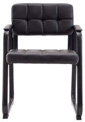 Set di 2 sedie visitatore Canada B in pelle nera, imbottite e curve, ideali per conferenze e ambienti eleganti.