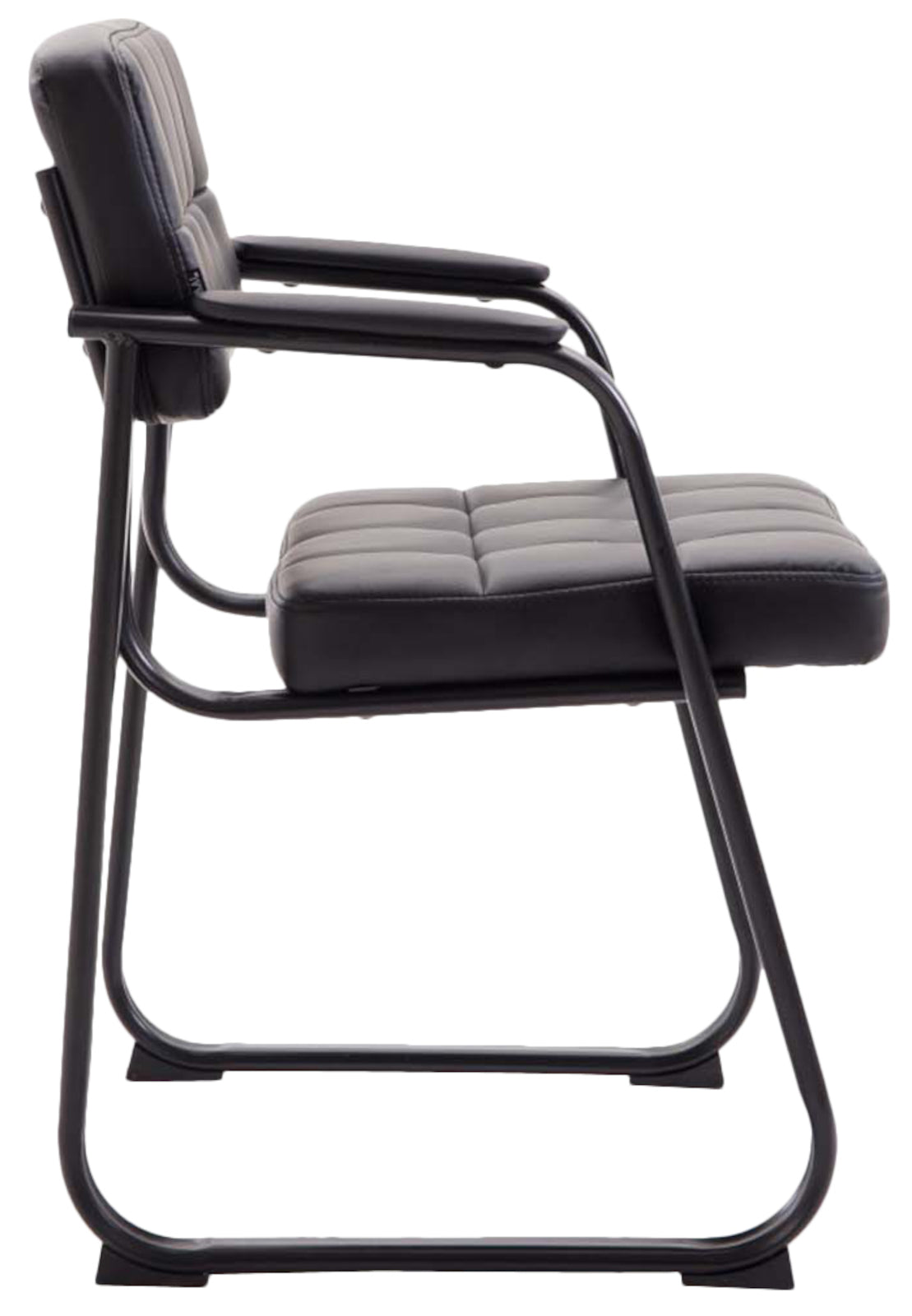Set di 2 sedie visitatore Canada B in pelle nera, imbottite e curve, ideali per conferenze e ambienti eleganti.