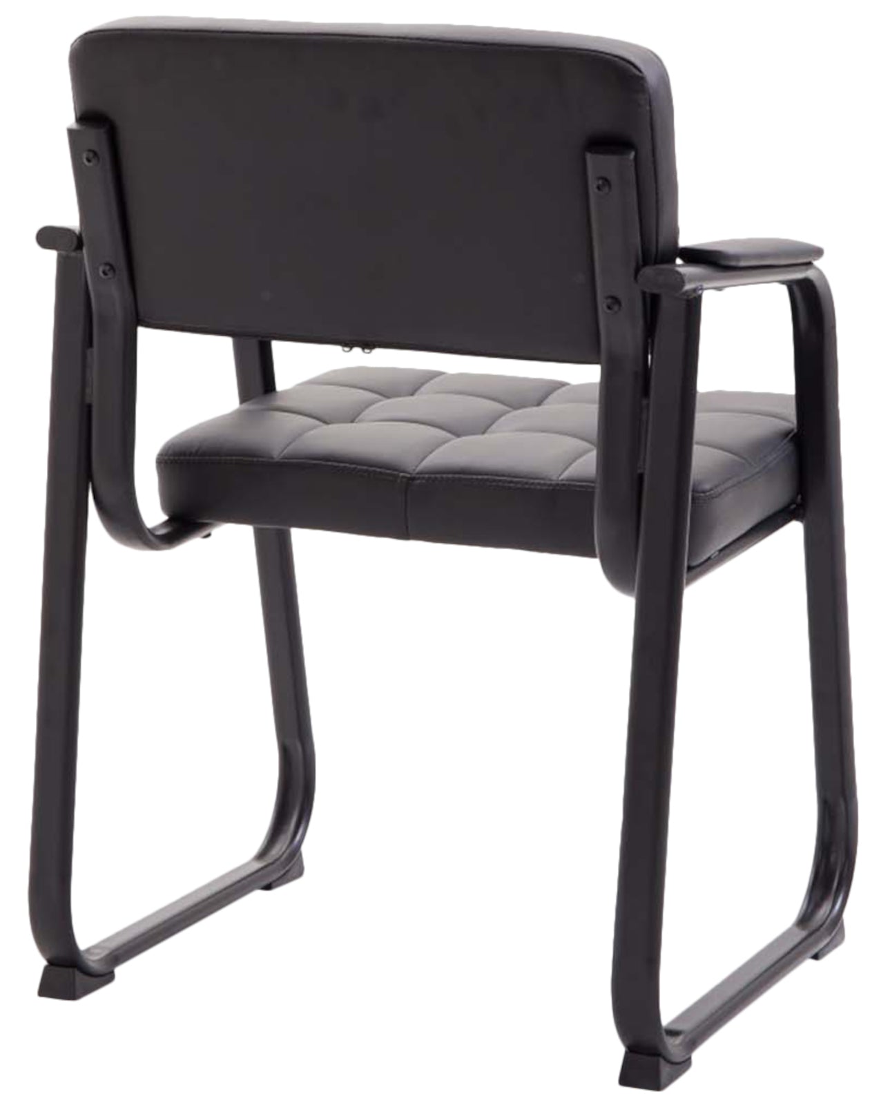Set di 2 sedie visitatore Canada B in pelle nera, imbottite e curve, ideali per conferenze e ambienti eleganti.