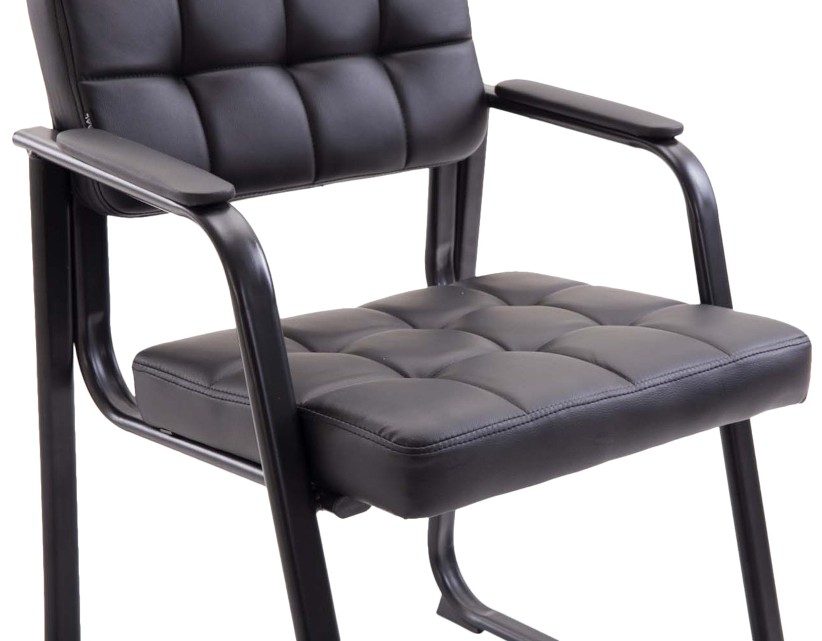 Set di 2 sedie visitatore Canada B in pelle nera, imbottite e curve, ideali per conferenze e ambienti eleganti.