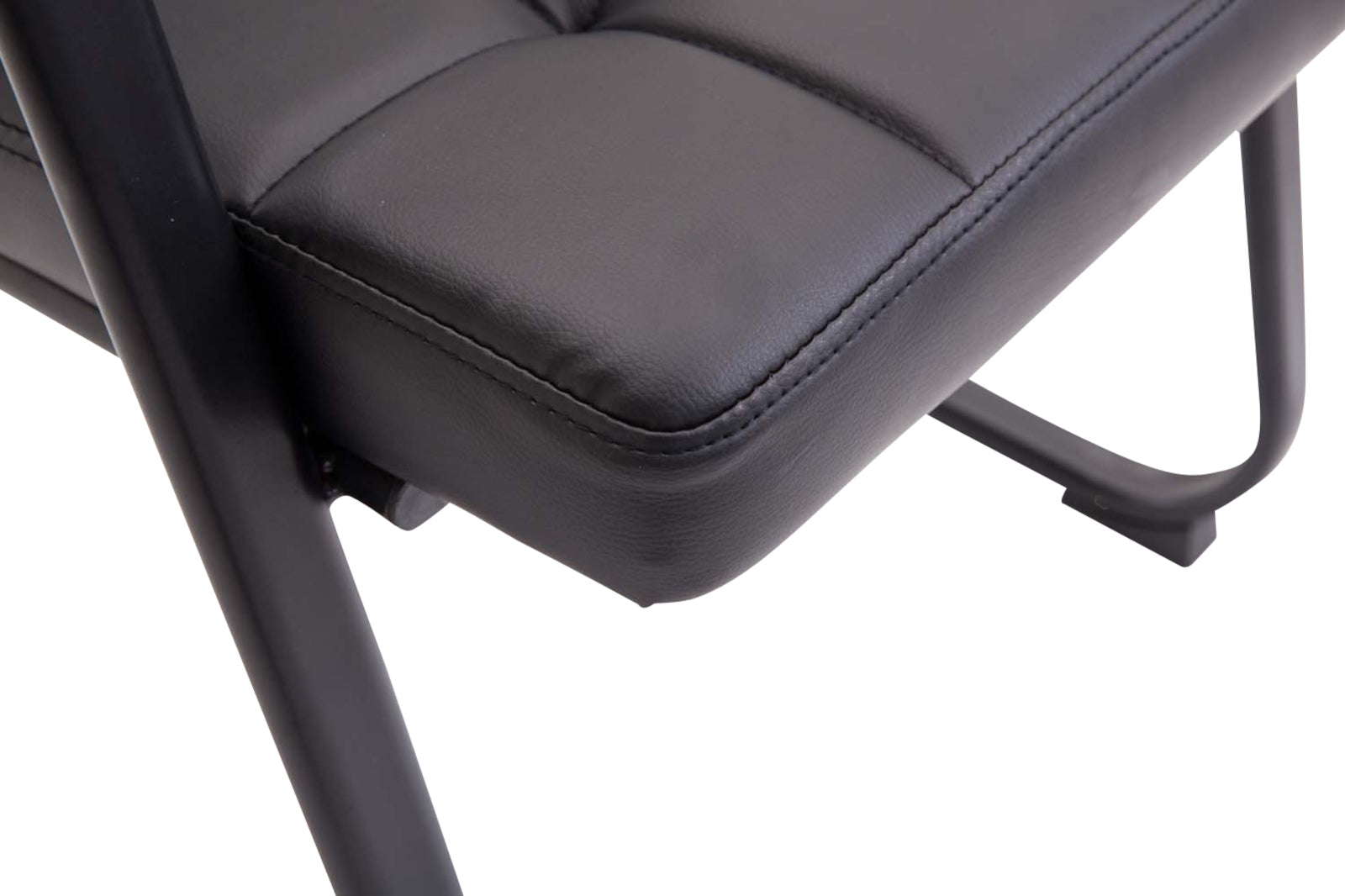 Set di 2 sedie visitatore Canada B in pelle nera, imbottite e curve, ideali per conferenze e ambienti eleganti.