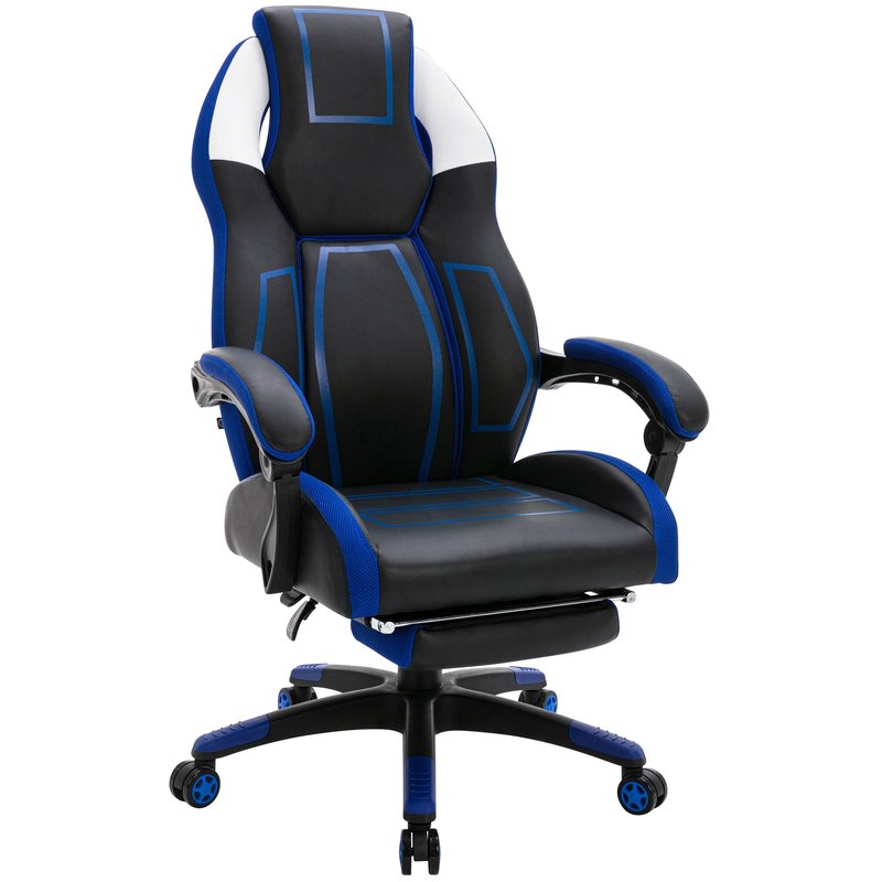 Bürostuhl Clovis Kunstleder - schwarz/blau