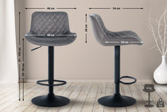 2er Set Barhocker Minosa Samt - dunkelgrau