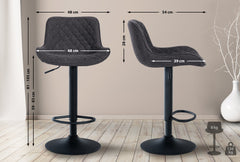 2er Set Barhocker Minosa Stoff - schwarz