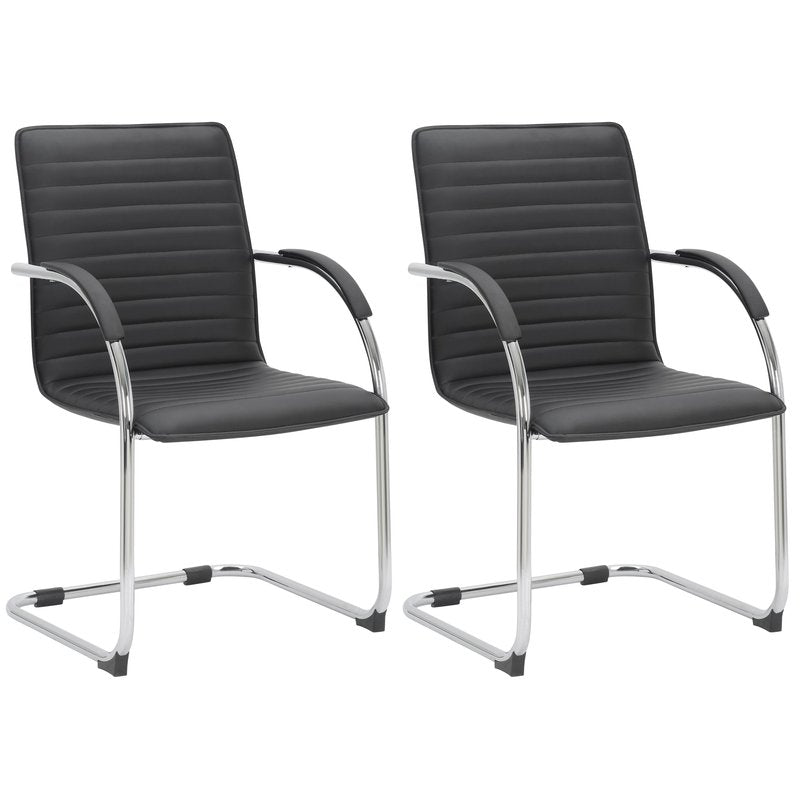 Set di 2 sedie visitatori Tira in pelle sintetica nera, design robusto e confortevole per ambienti moderni.
