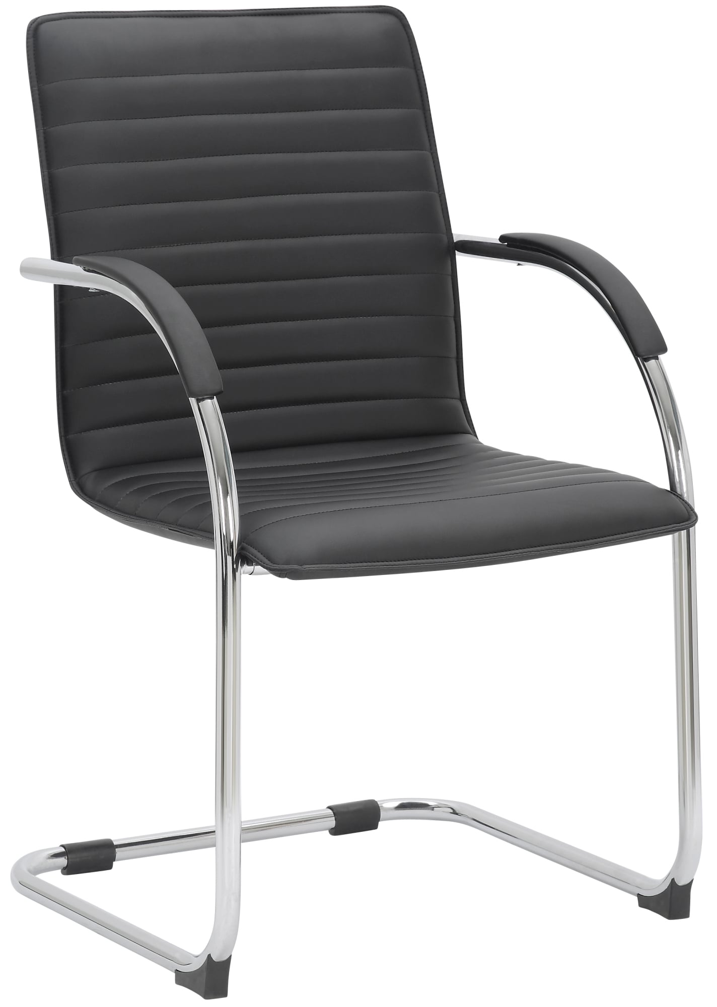 Set di 2 sedie visitatori Tira in pelle sintetica nera, design robusto e confortevole per ambienti moderni.