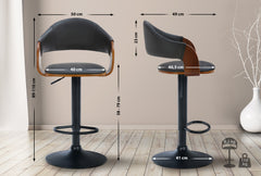 Barhocker Nilse Kunstleder schwarz - walnuss/schwarz