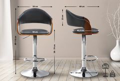 Barhocker Nilse Kunstleder chrom - walnuss/schwarz