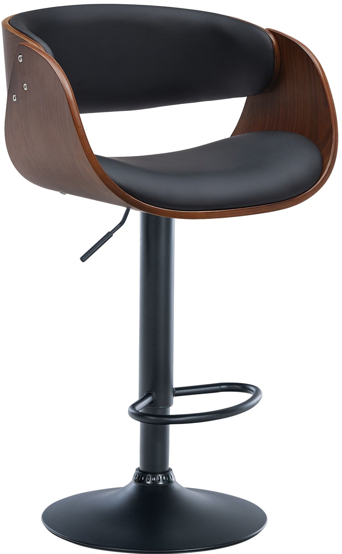 Barhocker Portmore Kunstleder schwarz - walnuss/schwarz