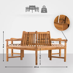Baumbank Sonja mit Armlehnen 200 cm - teak