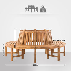 Baumbank Novum rund 200 cm - teak