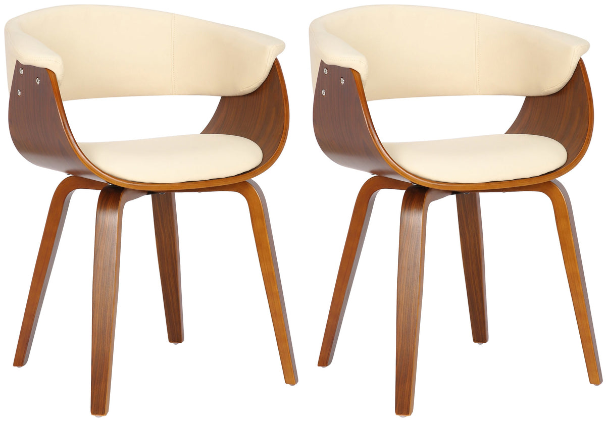 2er Set Stühle Bruce Kunstleder walnuss - creme