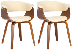 2er Set Stühle Bruce Kunstleder walnuss - creme