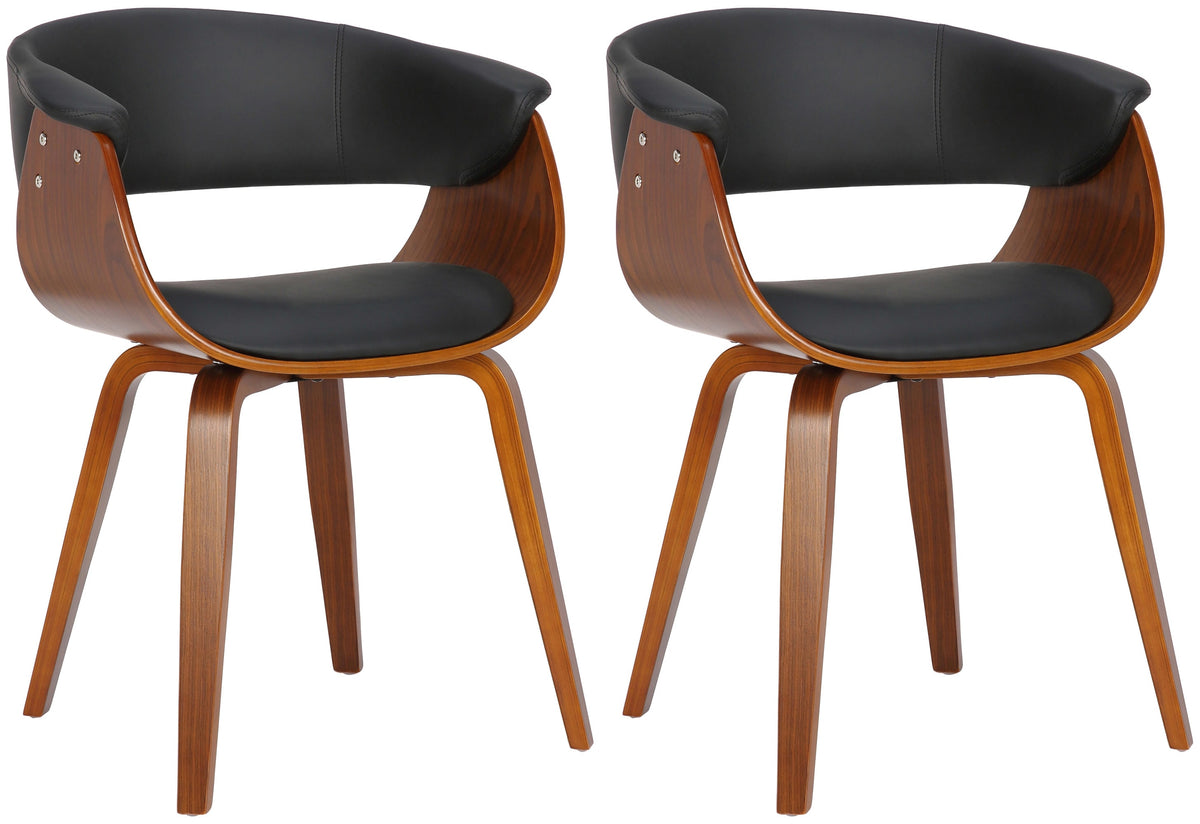 2er Set Stühle Bruce Kunstleder walnuss - schwarz