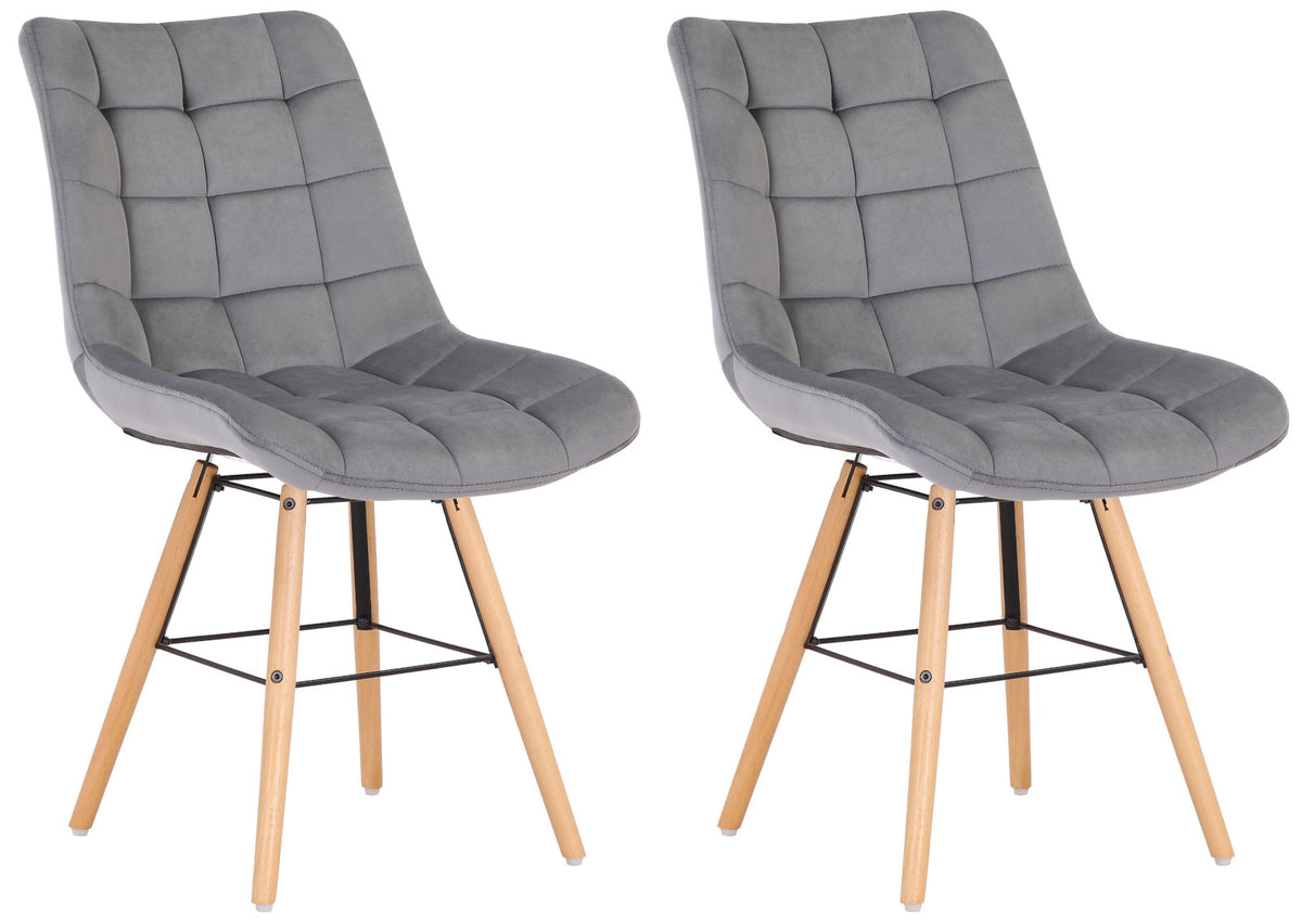 2er Set Stühle Leni Samt - grau
