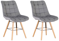 2er Set Stühle Leni Samt - grau