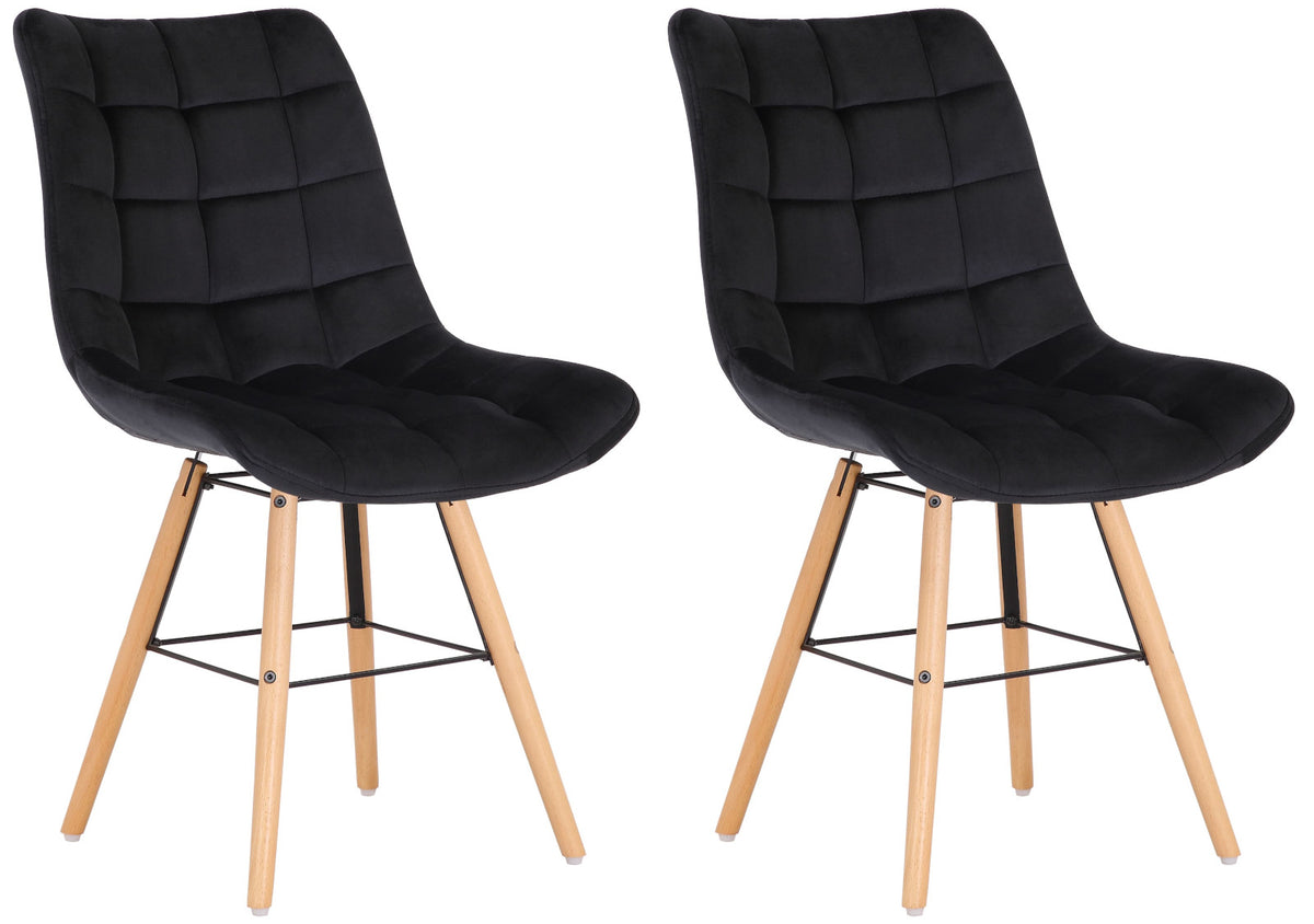 2er Set Stühle Leni Samt - schwarz