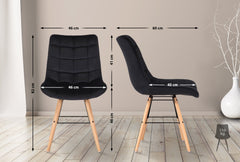 2er Set Stühle Leni Samt - schwarz