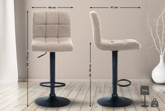 Barhocker Calma Stoff schwarz - creme