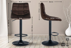 Barhocker Jerry Samt schwarz - braun