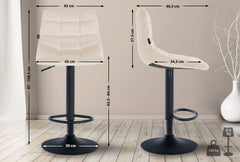 Barhocker Jerry Samt schwarz - creme
