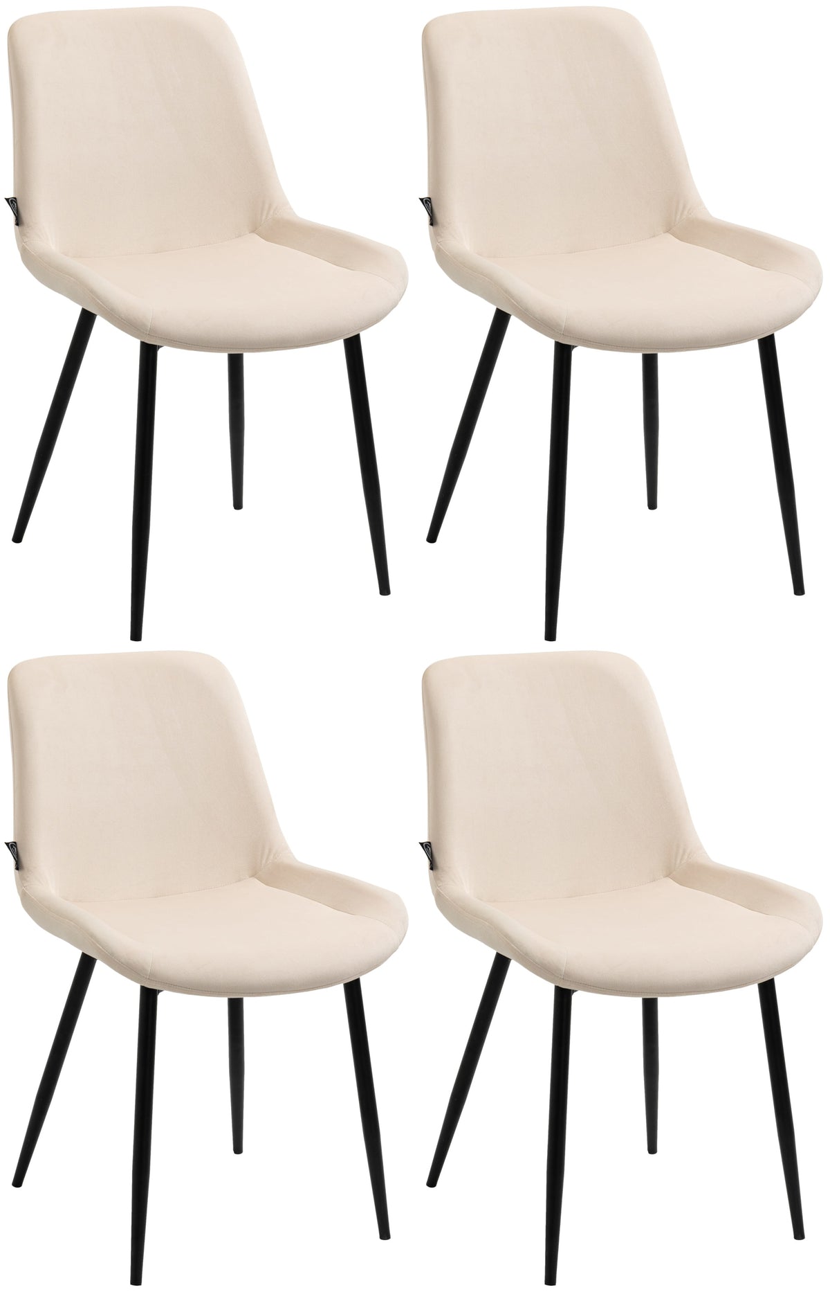 4er Set Esszimmerstühle Victoria Samt - creme