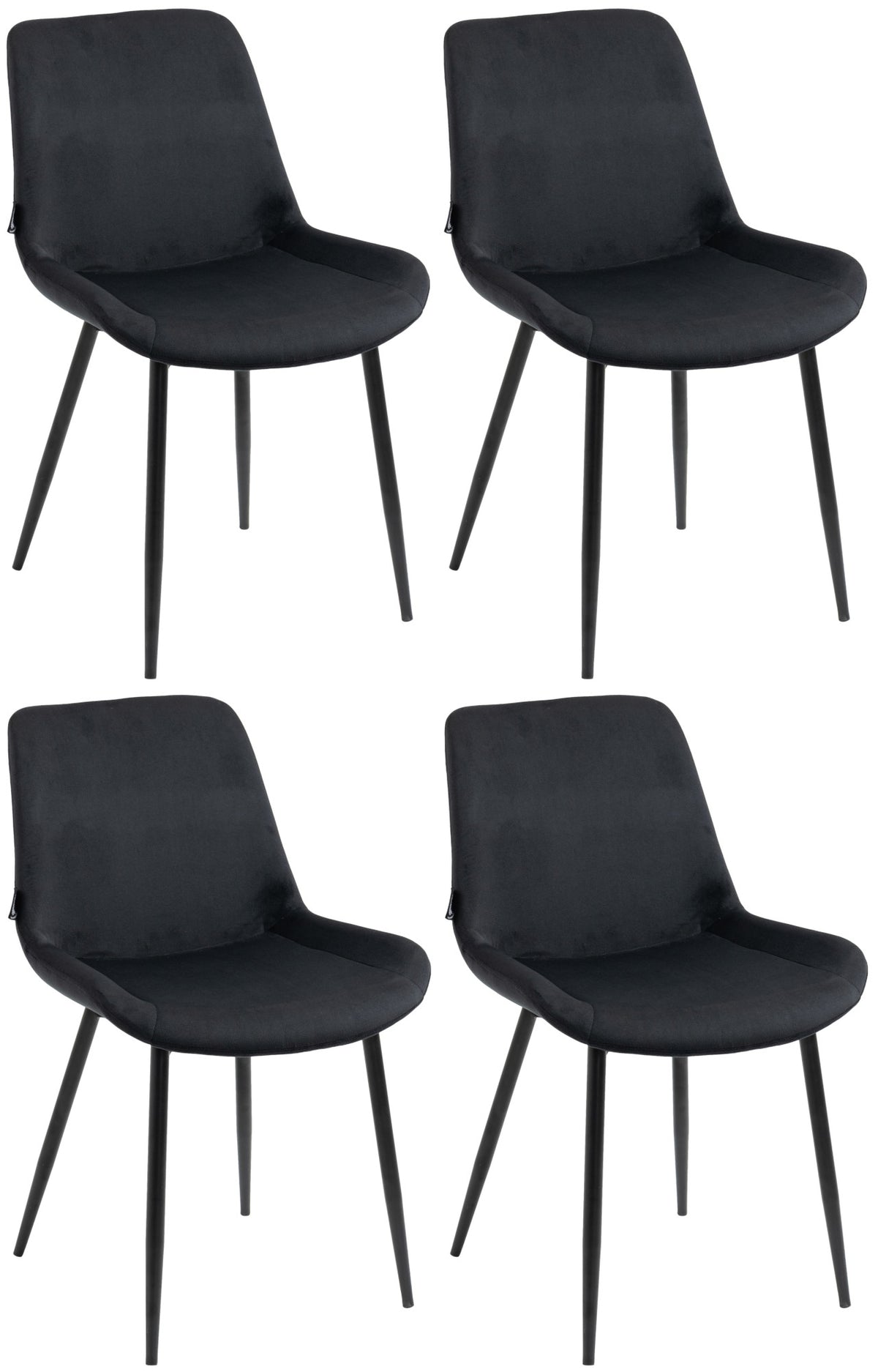 4er Set Esszimmerstühle Victoria Samt - schwarz
